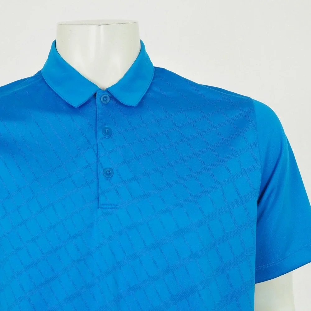 Nike Golf Polo Shirt Mens Medium Blue Geometric Dri-Fit Tour Performance Blend